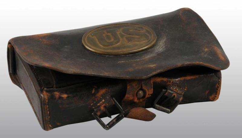 Appraisal: Civil War Leather Pouch with US Brass Buckle Condition Excellent