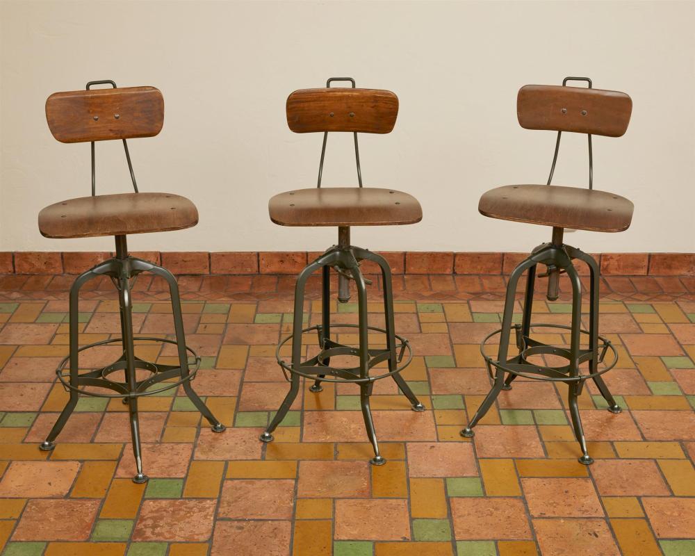 Appraisal: Three contemporary adjustable drafting stools Late th Early st Century