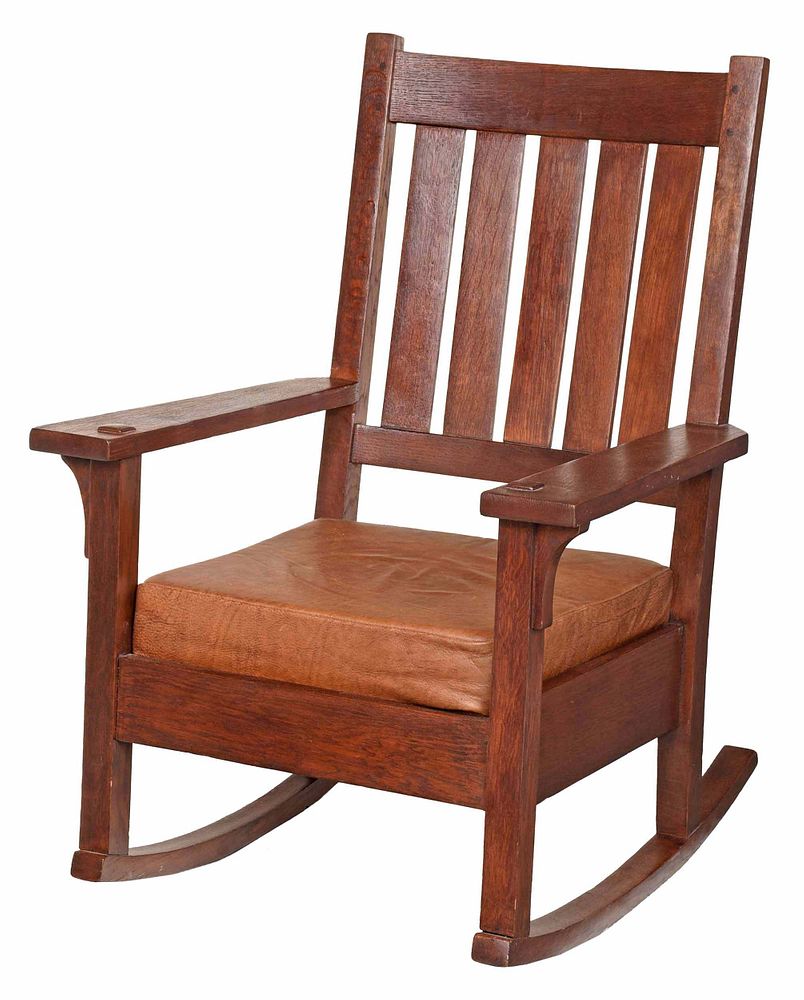 Appraisal: American Arts and Crafts Oak Rocking Chair possibly Stickley early