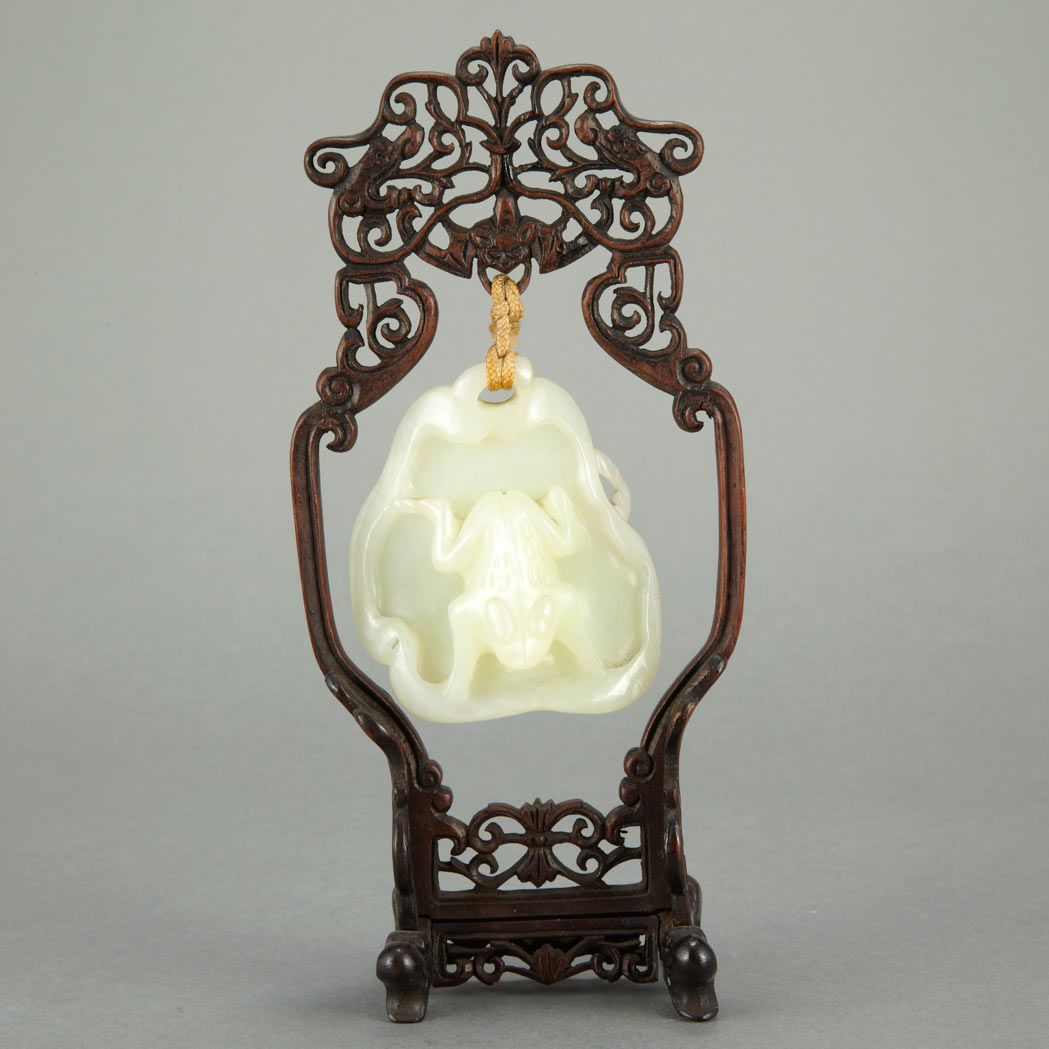 Appraisal: Chinese White Jade Pendant th Century Carved in high relief