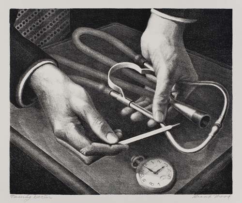 Appraisal: GRANT WOOD Family Doctor Lithograph x mm x inches full