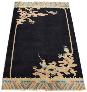 Appraisal: Chinese Art Deco Rug Art Deco Chinese rug of black