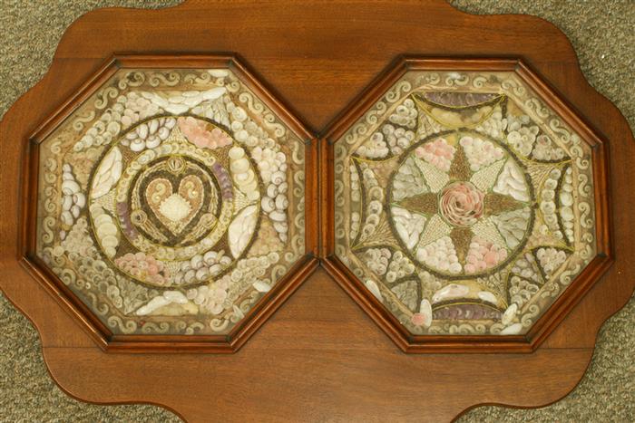 Appraisal: octagonal sailors shell valentines circular star and heart designs mounted