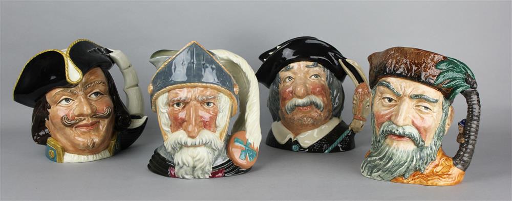 Appraisal: FOUR ROYAL DOULTON TOBY JUGS to include Don Quixote D