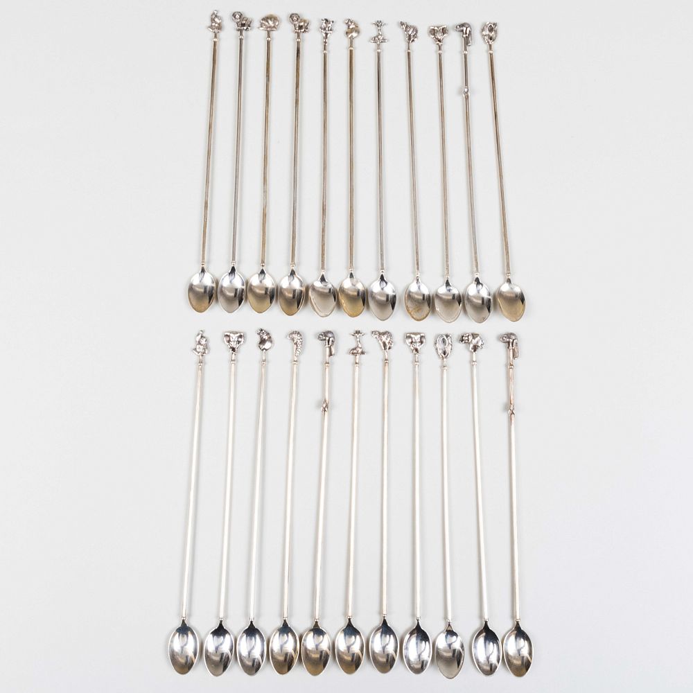 Appraisal: Set of Twenty-Two Southern Rhodesian Silver Iced Tea Spoons with