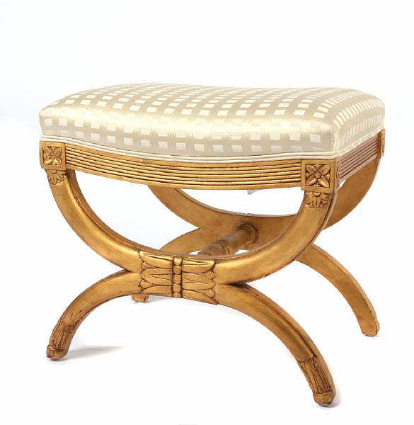 Appraisal: A giltwood stool height in width in depth in