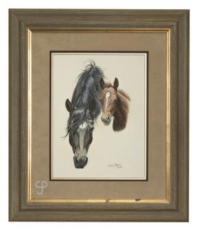 Appraisal: Wayne Baize ''Side by Side'' heads of a mare and