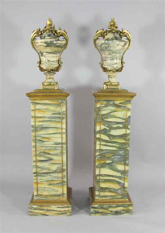 Appraisal: A pair of th century ormolu mounted marmo pavomazetto veined