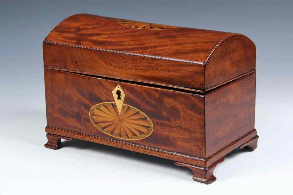 Appraisal: TEA CADDY - Chippendale Mahogany Flame Figured Tea Caddy fourth