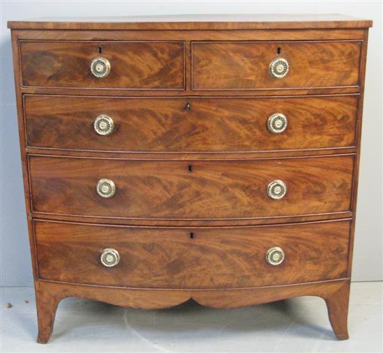 Appraisal: th century mahogany bow fronted chest of two short and