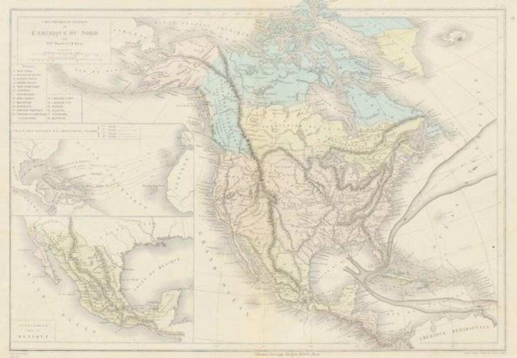 Appraisal: Map Carte Physique et Politique de L'Amerique du Nord Claude-Joseph