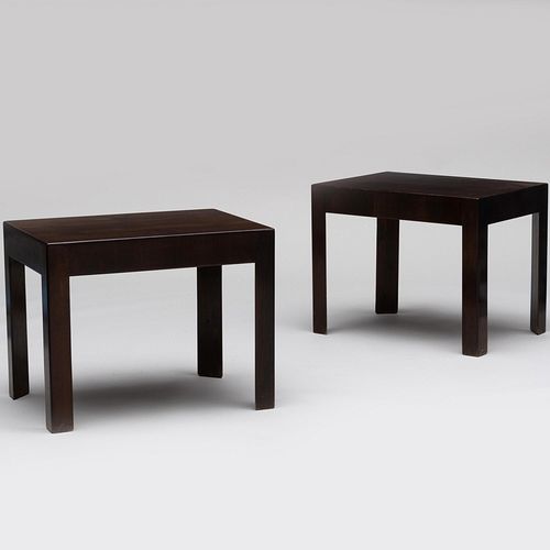 Appraisal: PAIR OF MODERN ITALIAN STAINED WALNUT PARSONS TABLESStamped 'Made in