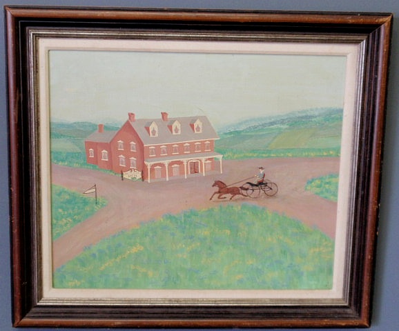 Appraisal: Oil on masonite painting of the Crossroads Inn and signed