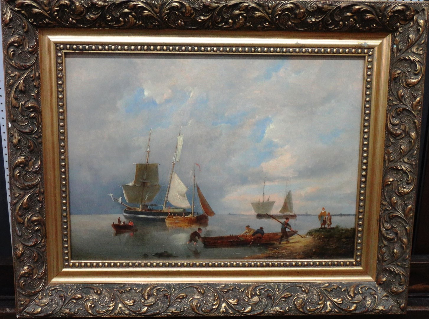 Appraisal: Pieter Christian Dommersen - Vessels in calm waters oil on