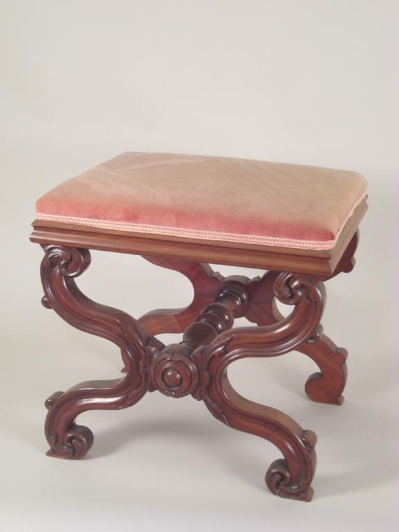 Appraisal: An early Victorian mahogany framed Dressing Stool with pink dralon