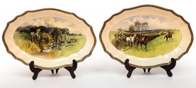 Appraisal: Two Copeland Sons oval dishes of hunting interest after Lionel