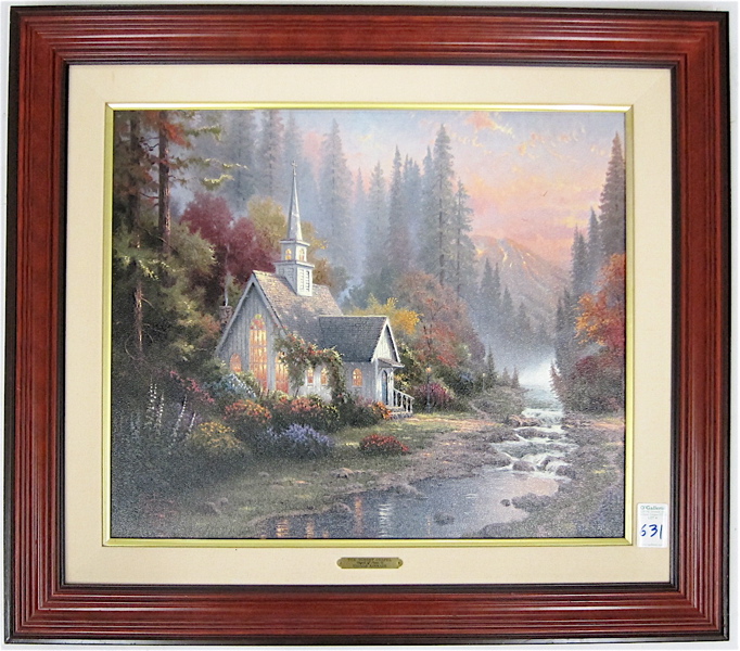 Appraisal: THOMAS KINKADE EMBELLISHED PRINT ON CANVAS American - Titled The