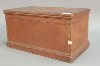 Appraisal: Primitive lift top box interior with sliding tray some old