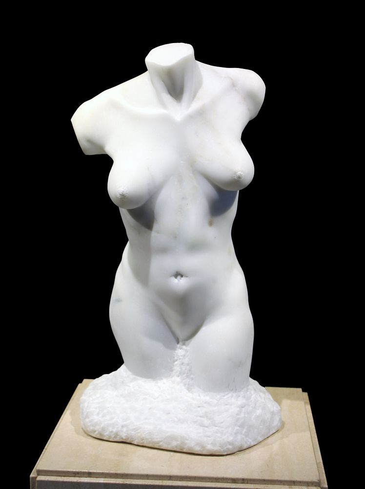 Appraisal: Richard Hager th C Female Nude Marble Torso Richard Hager