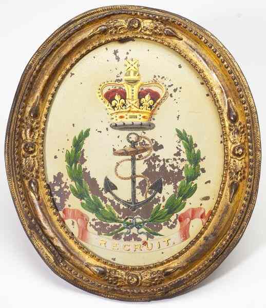 Appraisal: H M Brig ''Recruit'' EscutcheonBritish early th century oils and