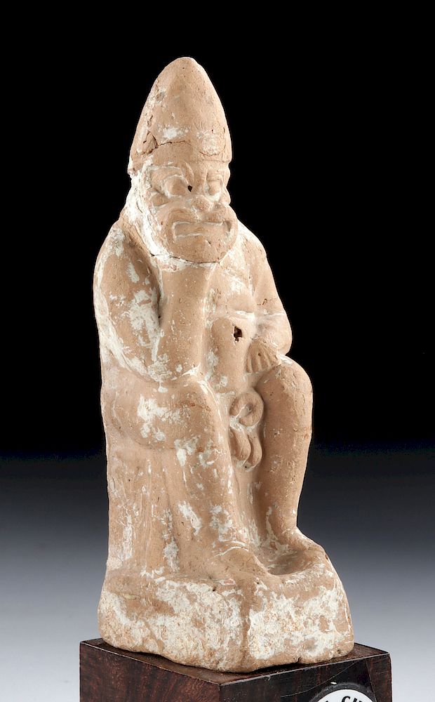 Appraisal: Roman Terracotta Seated Figure Wearing Actor's Mask Roman Imperial Period