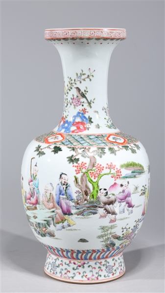 Appraisal: Chinese famille rose enameled porcelain vase with scholars and flowers