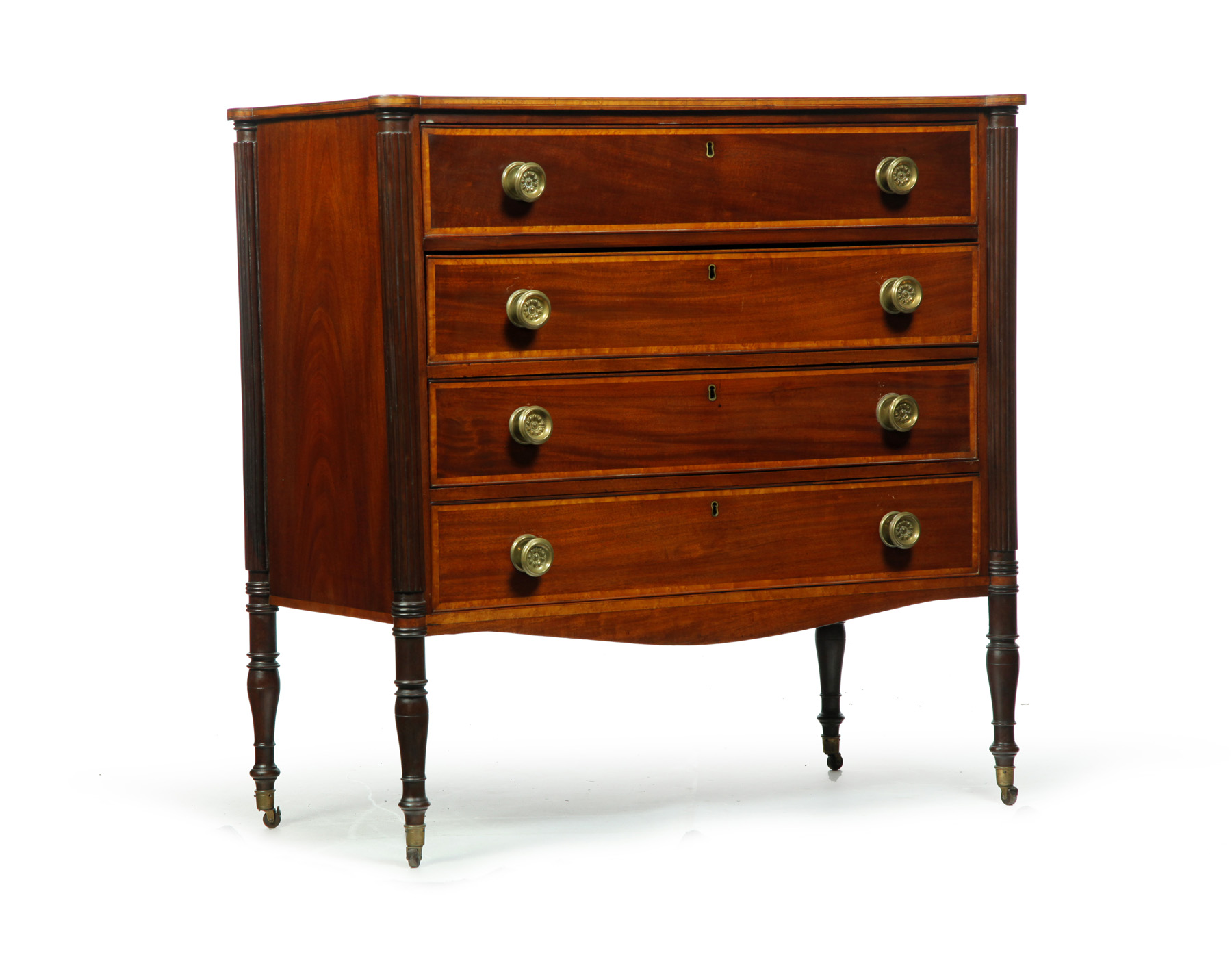 Appraisal: AMERICAN FEDERAL INLAID CHEST OF DRAWERS Ca s mahogany with