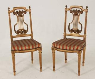 Appraisal: PAIR OF FRENCH LOUIS XVI WATER GOLD LEAF BOUDOIR CHAIRS