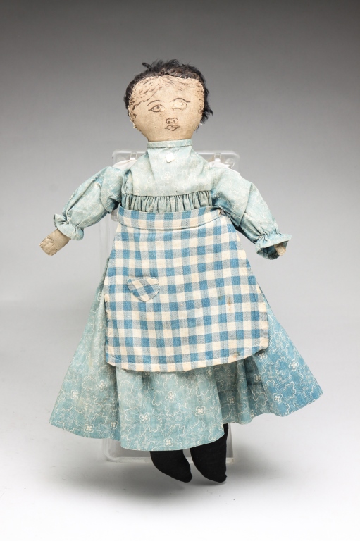 Appraisal: AMERICAN RAG DOLL Ca - Inked facial features mohair hair