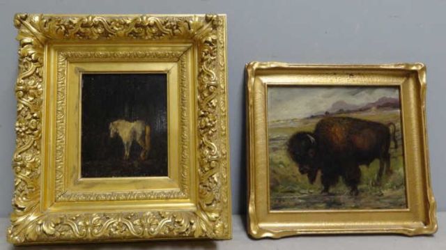 Appraisal: Two th C Oils on Panel of Animals A beautifully