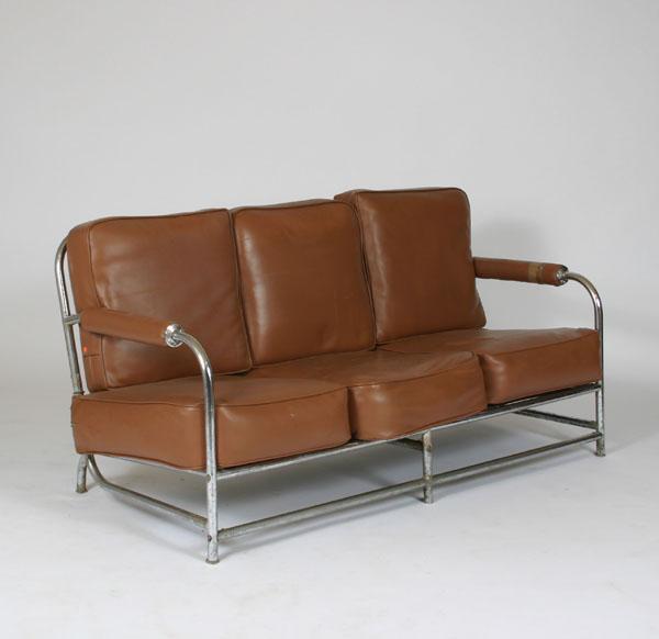 Appraisal: KEM Weber chrome sofa by Lloyd upholstered cushions and arms