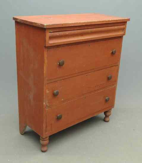 Appraisal: th c chest drawers in original red paint '' W