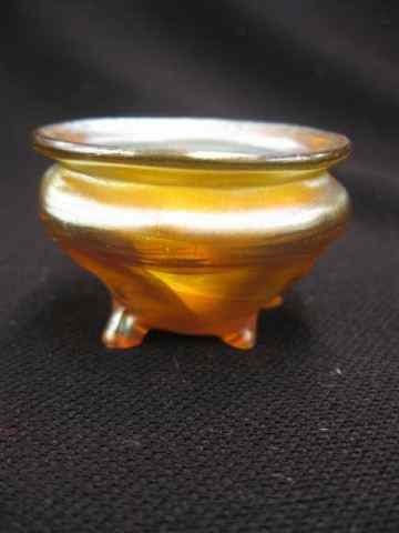 Appraisal: Tiffany Favrile Art Glass Salt Cellar footed golden amber iridescent