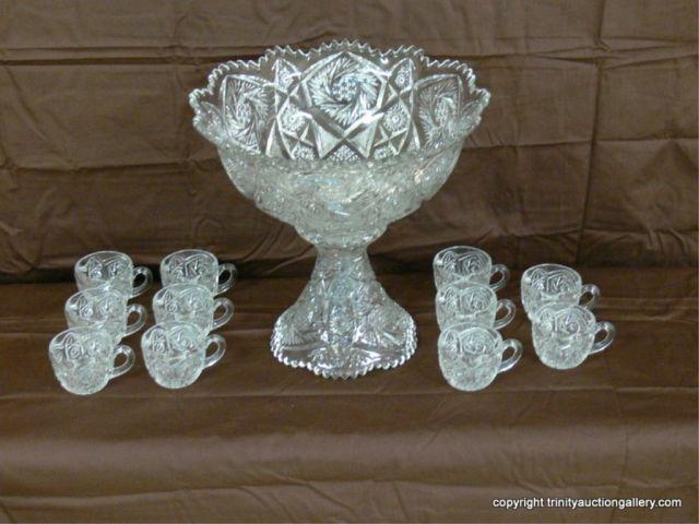 Appraisal: C 's American Pressed Glass Punch Bowl Set - Very