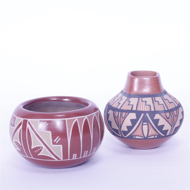 Appraisal: Two Southwestern Native American polychrome pottery vessels signed Santa Clara