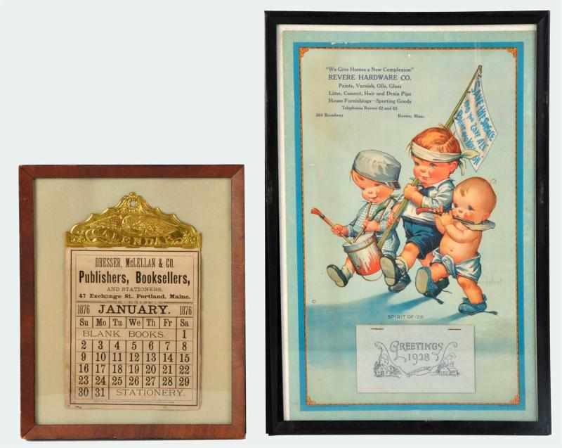 Appraisal: Lot of Small Calendars Description Both are framed under glass