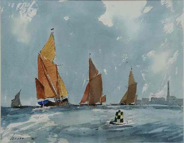 Appraisal: Edward Wesson British - Boats off the coast signed watercolour