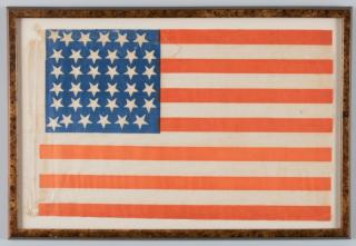 Appraisal: star Parade Flag Framed star flag printed or stenciled on