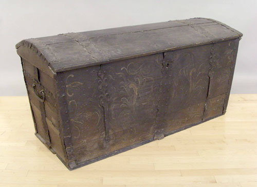 Appraisal: Continental dome lid chest th c with iron hardware h