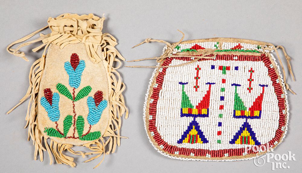 Appraisal: Two Native American Indian beaded pouches Two Native American Indian