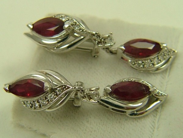 Appraisal: PAIR OF RUBY AND DIAMOND PENDANT EARRINGS K white gold