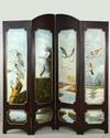 Appraisal: FOUR-PANEL FOLDING SCREEN - Contemporary Folding Screen with hand painted