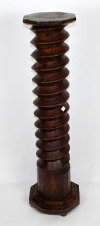 Appraisal: French wooden wine screw pedestal French wooden wine screw mounted