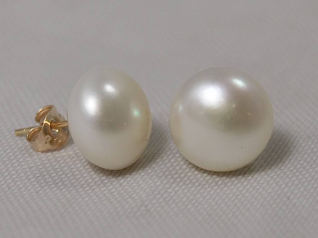 Appraisal: Pair of bouton style cultured pearl studs