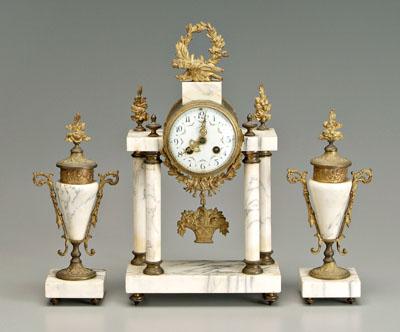 Appraisal: Ormolu-mounted clock and garniture Louis XVI style clock shaped as