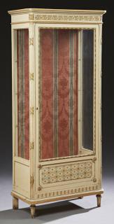 Appraisal: French Polychromed and Gilt Decorated Beech Louis XVI Style Vitrine