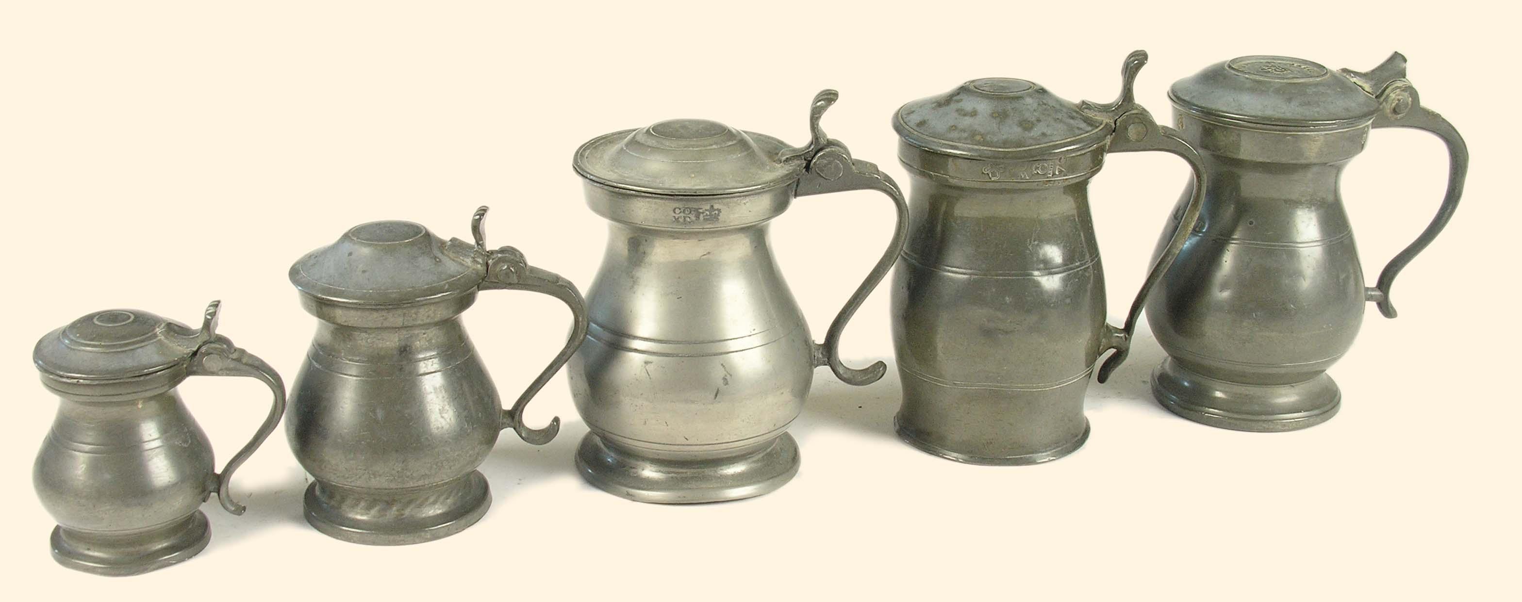 Appraisal: Five Scottish pewter baluster measures