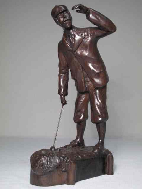 Appraisal: Late th century bronze sculpture of a golfer Signed illegibly