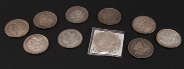 Appraisal: Ten Circulated Morgan Silver Dollars To include circulated -O -S