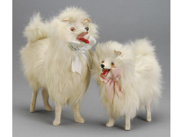 Appraisal: Pair of Fur Covered Dogs France ca wonderful pair of